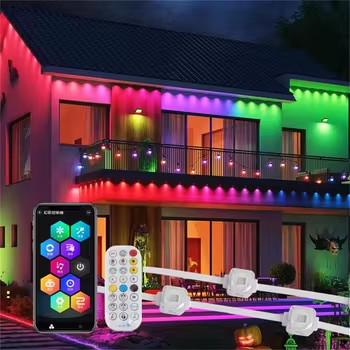 24V 45M LED 氷点灯 クリスマスライト 屋外装飾 ドロップ LED カーテン ストリング ライト 庭 ストリート エイブ