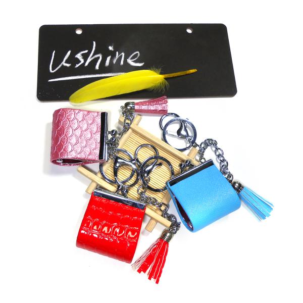 Sliver Plating Smooth Surface Coin Bag Keychain With Red Tassel