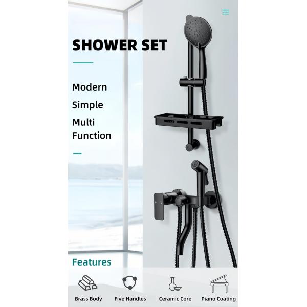 Multi Function Exposed Valve Showers Triple Handles Pressurized Spray Gun Brass Body