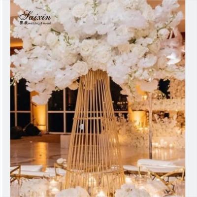 Novo Design de Flor de Metal de Ouro Decoração de Casamento Tabela Centro de Luxo Flor de Casamento