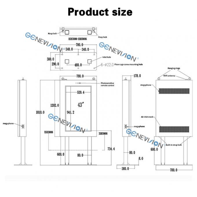 43 Inch 304 Stainless Steel IP65 Waterproof Outdoor Touch Digital Signage Kiosk Built-in WiFi Commercial Advertising Display Kiosk