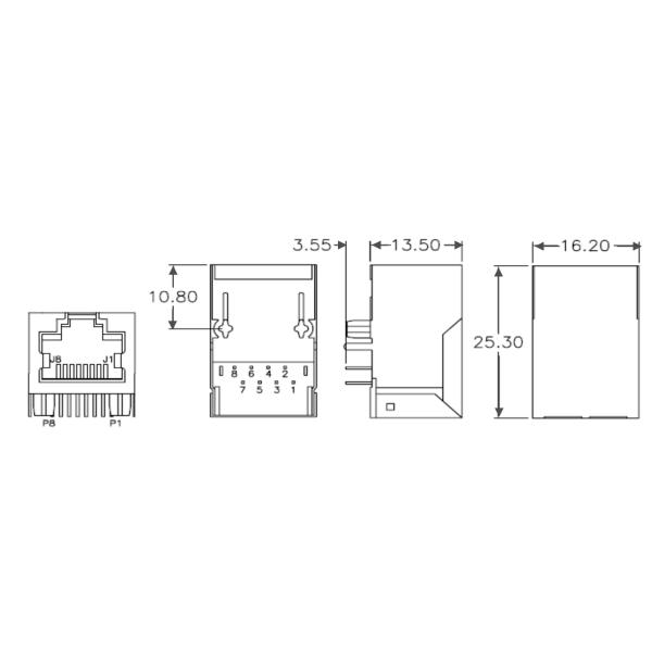 Jack modular RJ45 para roteadores 7499010001A