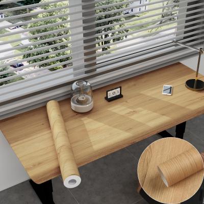 Modern Brown PVC Wood Grain Wallpaper Self-Adhesive Waterproof