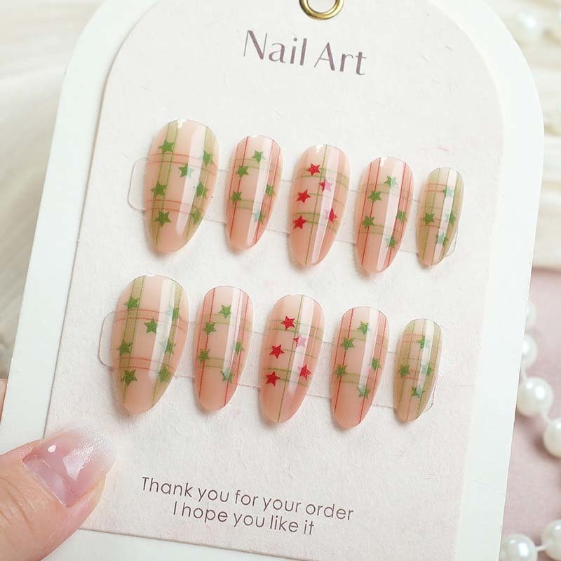wholesale Medium Almond Holiday Artifical Nails Christmas Long lasting