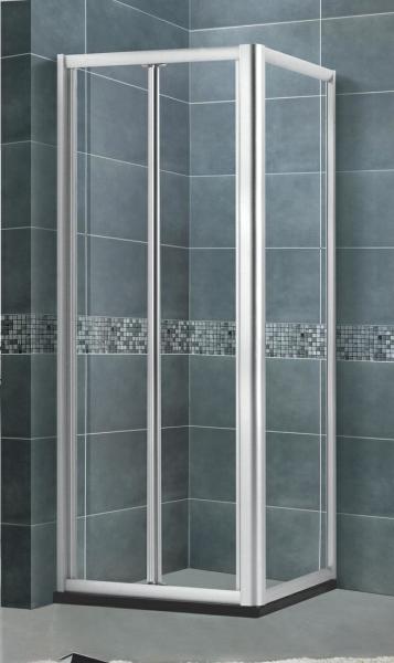 5 / 6 MM Glass Folding Shower Screen  Square Chromed Aluminum Alloy Profiles SGCC Certification
