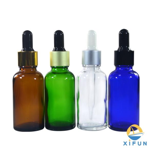 Essential Oil Brown Dropper Bottles , Oil Dropper Bottle With Aluminum Black Dropper Cap