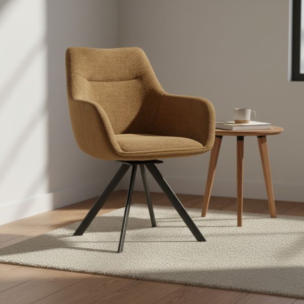 Leisure Eco-Friendly Modern Upholstered Fabric Swivel Single Sofa Chair with Backrest Home Furniture Office Living Room Dining
