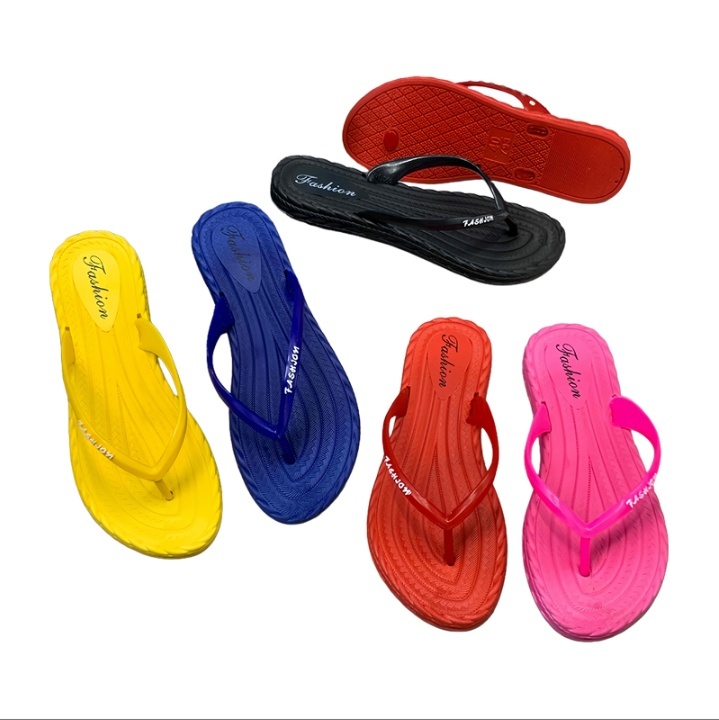 PVC Women's Solid Color Fashion Flip Flops Anti-slip Summer Beach Sandals