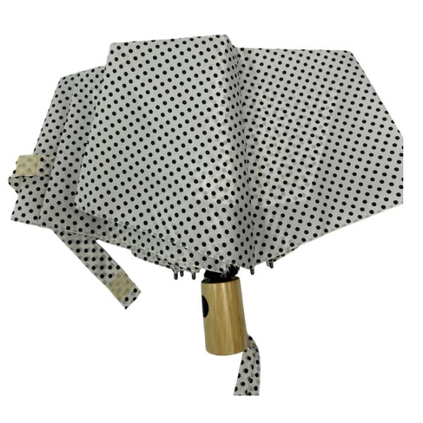 Three-Fold Wavy Umbrella With Wooden Handle Automatic Opening And Closing Windproof