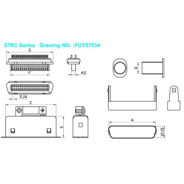 Male Plug 24 Pin Centronics Connector 