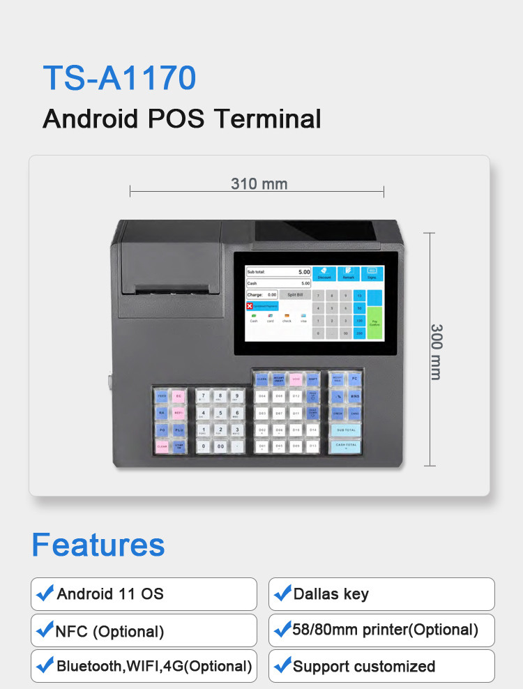 2200mAh Android Billing Machine Wireless POS System