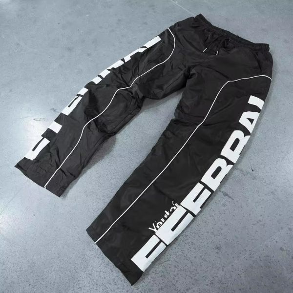 Design Polyester Letter Wholesale Nylon Pants for Men Custom Patchwork Elastic Waistband Track Printing Flare Men'S Pants