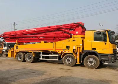 Refurbished 140m3/H 600L Barrel Concrete Boom Pump Truck Orange Four Axle