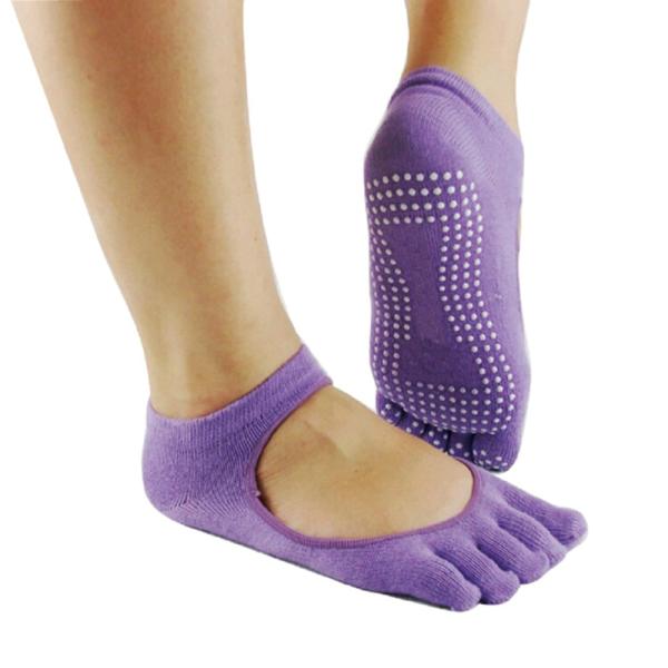 Cotton Knitted Anti Slip Yoga Socks Gymnastics Dot 5 Toe Yoga Grip Socks