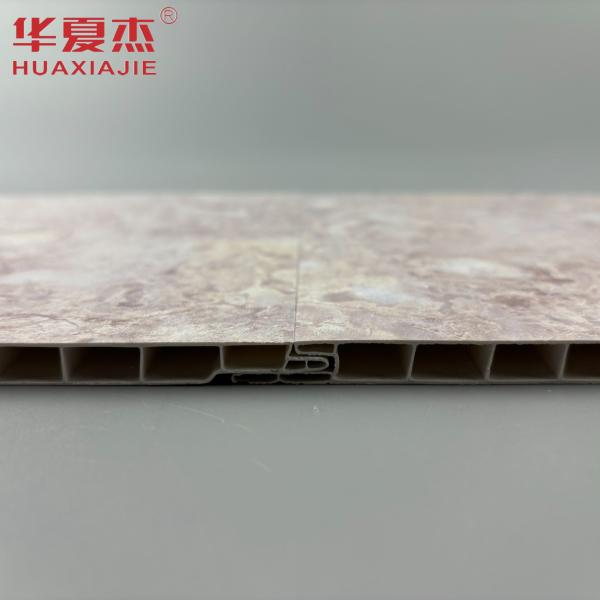 Durable Pearlescent Hot Stamping PVC Wall Panel In Prink Marble Design For Waterproof Residential Decor