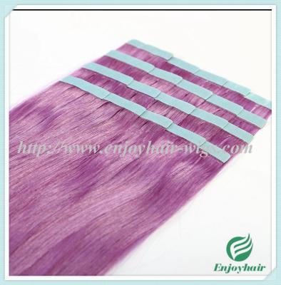 Tape Hair extension 16-28L,100s/pack purple# color Straight malaysian virgin hair