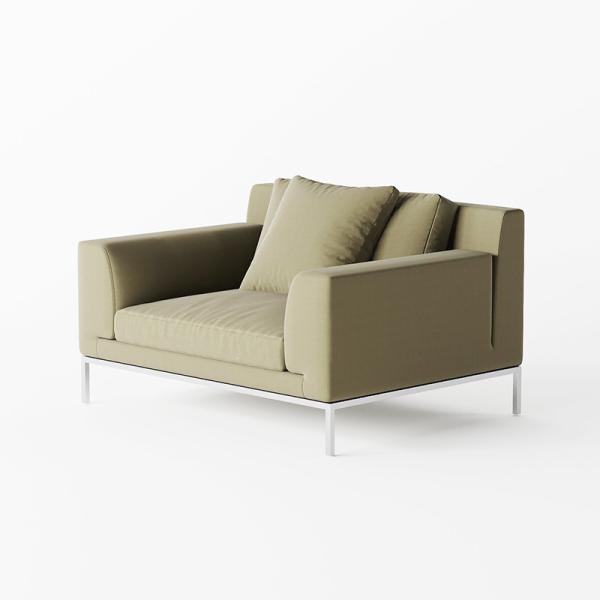 Зелёный офисный диван из кожи