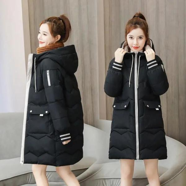                  Winter Puffer Jacket Ladies Warm Hooded Cotton-Padded Clothes Thick Padded Outwear Hooded Long Jackets and Coats for Women             