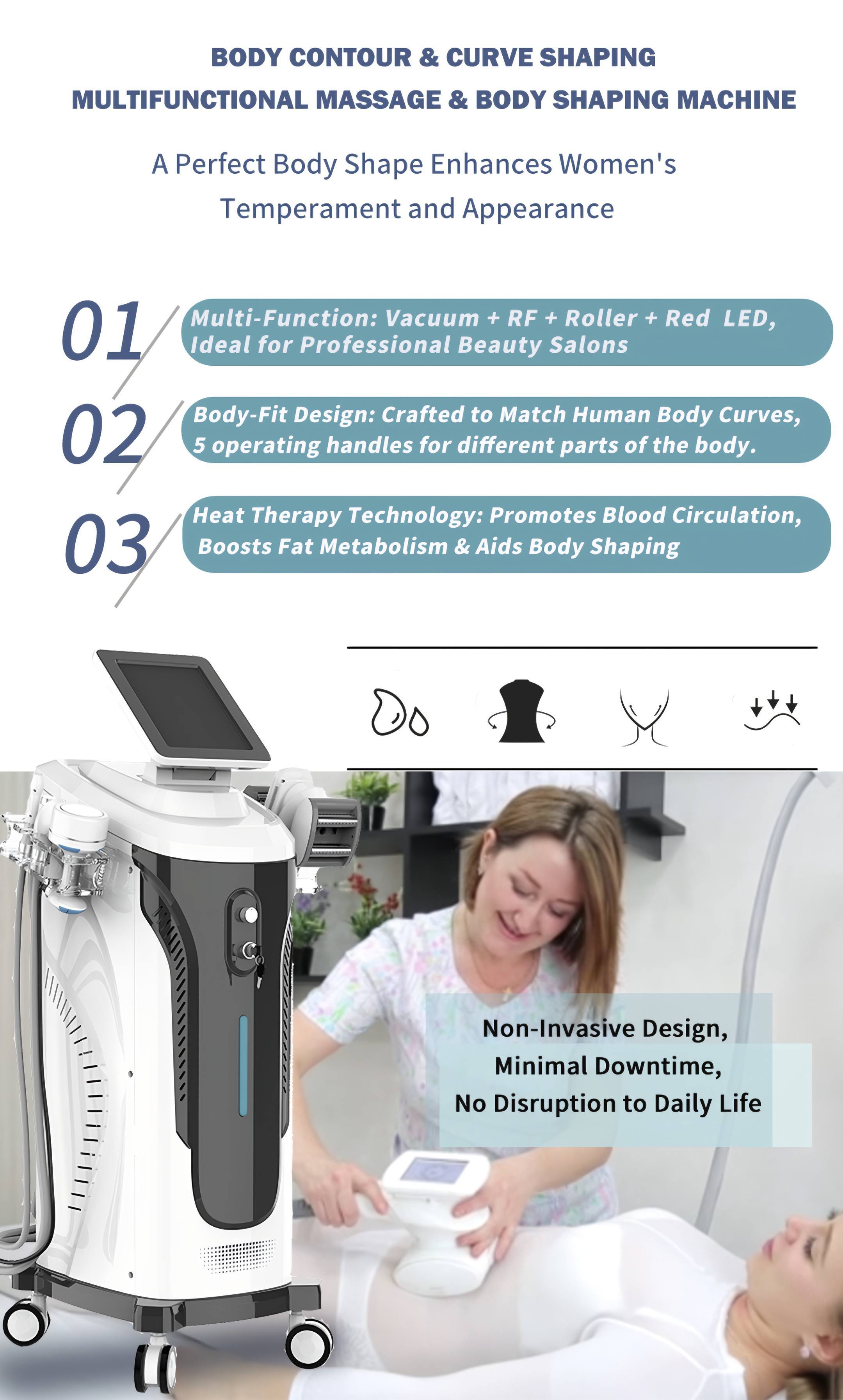 Non-Invasive Body Sculpting & Cellulite Reduction Machine | RF & Vacuum Roller System