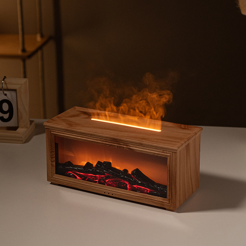 Home Creative Portable 280ml Bonfire Aroma diffuser USB Colorful Light Remote Control Simulated Fireplace Nebulizing Diffuser