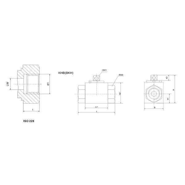 Customized Zweiwege-Kugel Hahn KHB-G1/4 Serie Hydraulischer Hochdruck Port Size