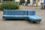 El azul moderno plegable en forma de L tapizó la alta durabilidad de Sofa Bed