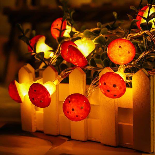 Mushroom String Lights Fairy String Lights Battery Operated Silver Wire LED USB and Battery Powered for Garden Patio Lawn Decor