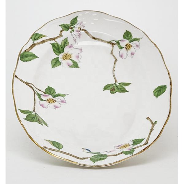 Цветочные керамические столовые тарелки Столовая посуда Золотая оболочка Керамическая тарелка с супом TW-02A121