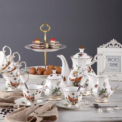 Floral 6.7oz Tea Cup 1400ml Teapot Bone China Coffee Serving Set