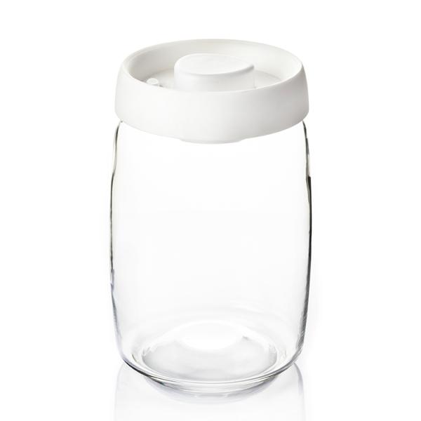 Wholesale Vacuum Jar Food Storage Canister Transparent Borosilicate Glass With Color Lid