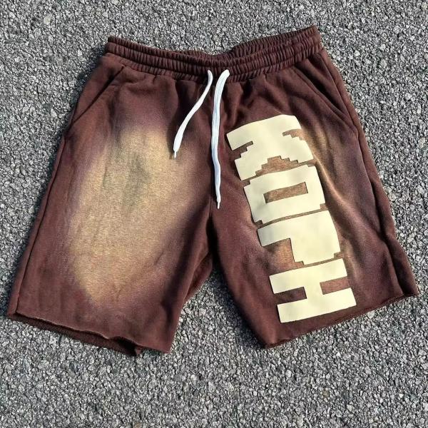 Fechamento de cordas personalizadas de algodão Francês Terry Sun Fading High Waist Shorts para Homens