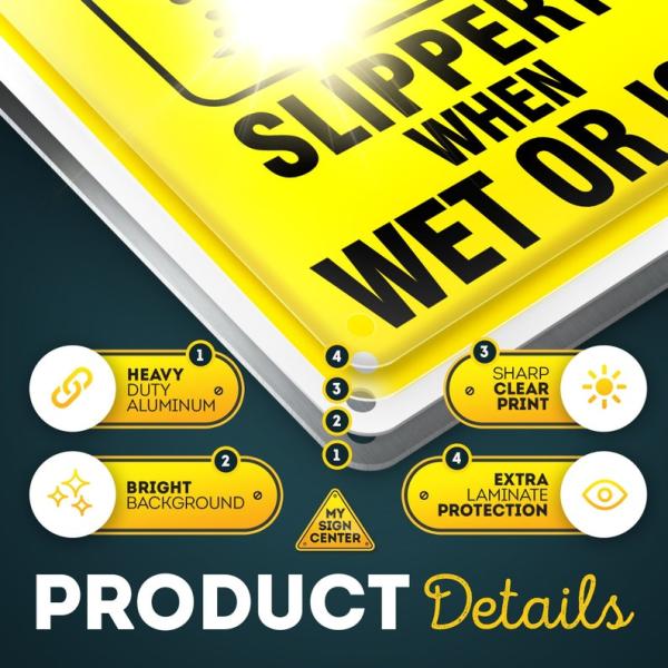 Aluminum Photoluminescent Safety Products Caution Slippery Signs for Wet Icy Floor