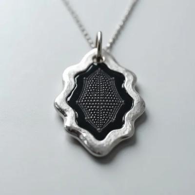 Men's Geometric Pendant:Sleek metal+matte black,elevates casual looks