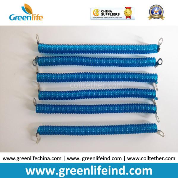 Smart Metal Eyelets on Both Ends Flexible Safety Line Coiled Tooling Lanyards in Blue Color