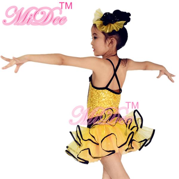 Back Cross Straps Kids Dance Clothes Black Edge Double Layer Skirt For Solo