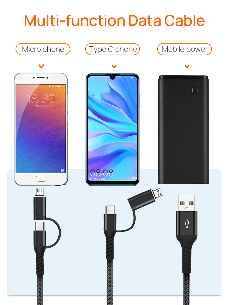 10000 Times Nylon Braided USB Cable OD 3.5mm USB Sync Cable