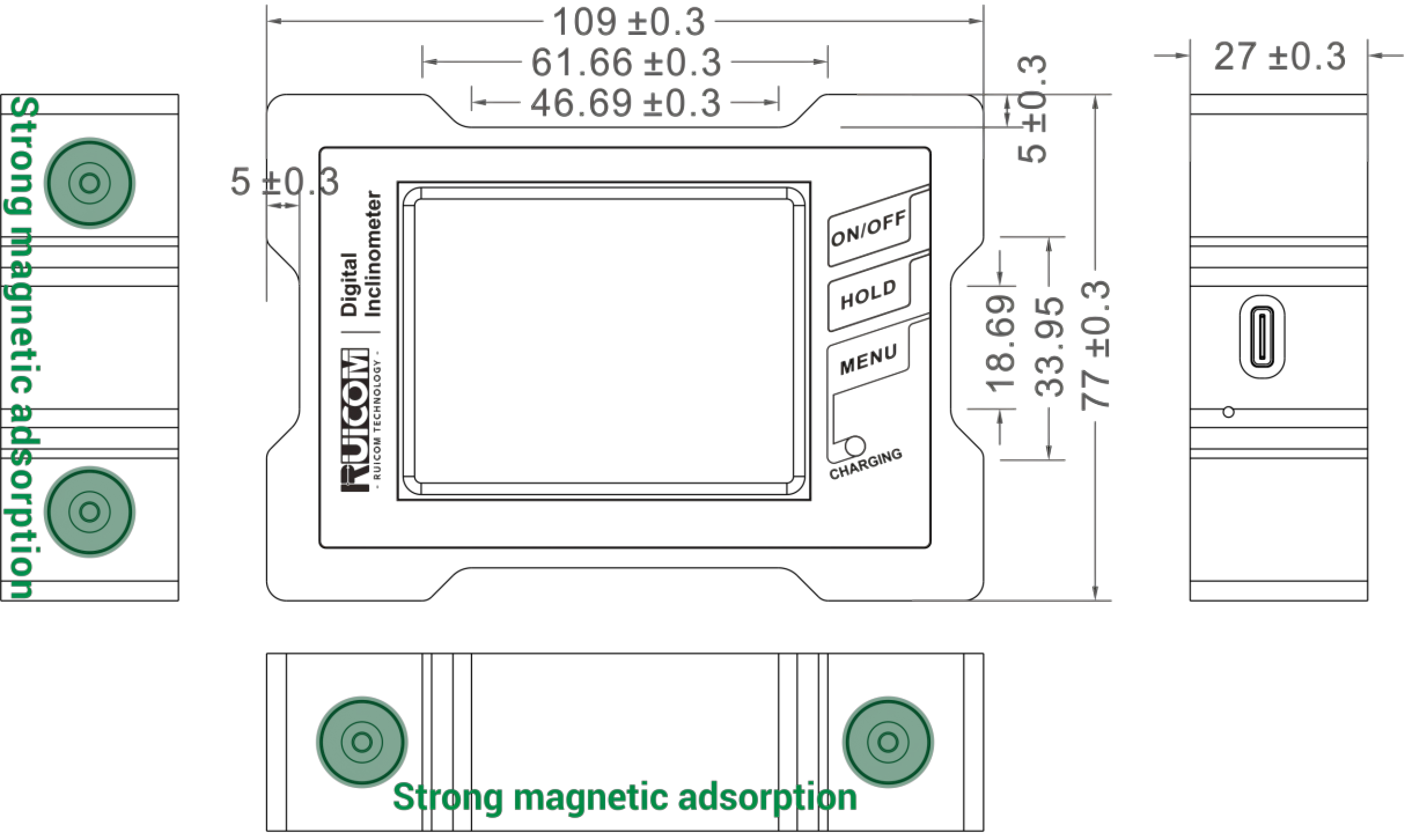 GDS820 Industrial Digital Inclinometer High-Precision Dual Axis Tilt Sensor