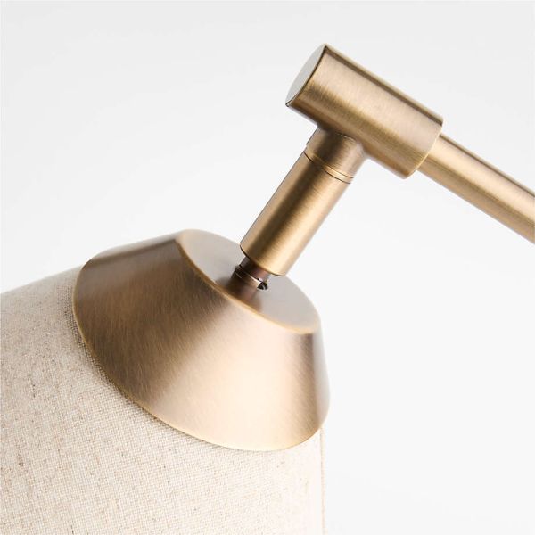 Antique Burnished Brass Table Lamp with Natural Linen Shade and Drum Shaped Design for Indoor Living Room