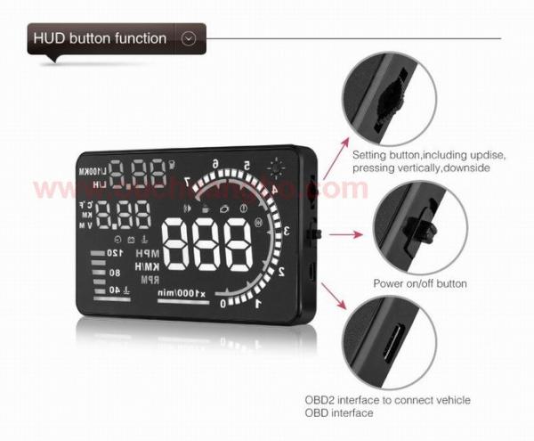 Ouchuangbo 5.5 inch multi colour auto HUD car head up display with bluetooht support  refuel RPM icon speed alarm