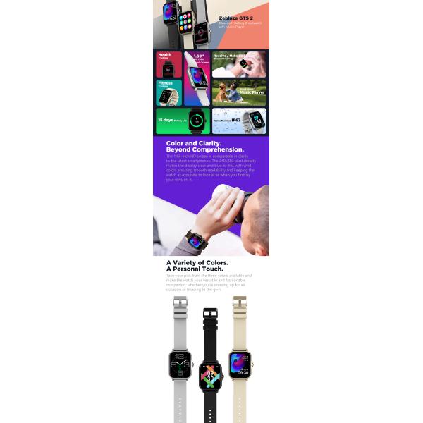 Smartwatch 240x280px Bluetooth 5,0 210mAh Zeblaze GTS для спорт