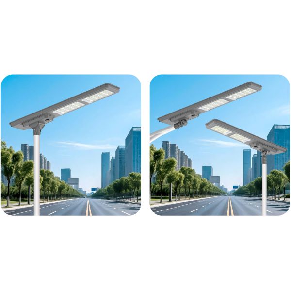 Nouveau lampadaire solaire bidirectionnel IP66 LED Lumière solaire de jardin 600W 900W Tout en un Lampes solaires de paysage