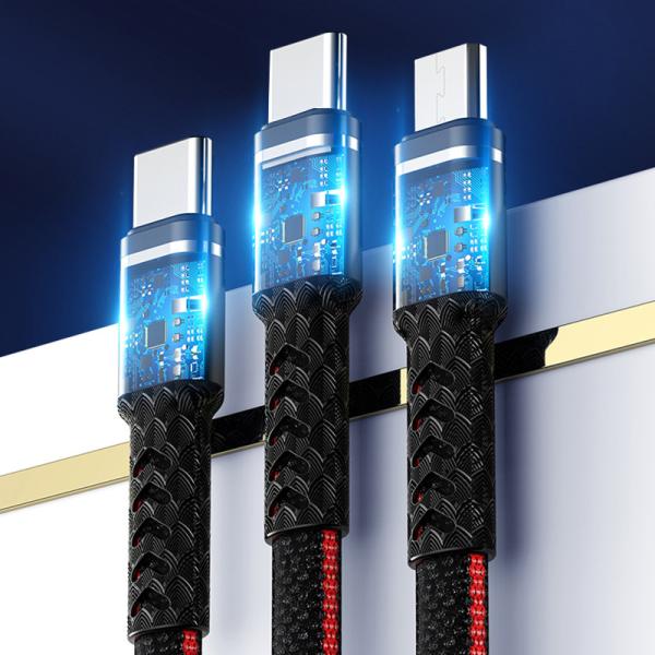 3 в 1 типе мобильном телефоне зарядного кабеля 3A USB 2,0 1.2m быстром поручая c