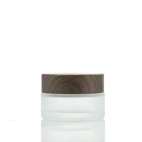 5g 10g 15g 30g 50g Empty Frosted Glass Cream Jars Cosmetic Natural Wood  Containers for Eye Cream Face Mask