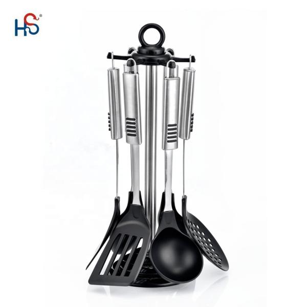 Nylon Kitchen Utensils Set with Rotating Stand and Multi-functional Kitchen Gadgets