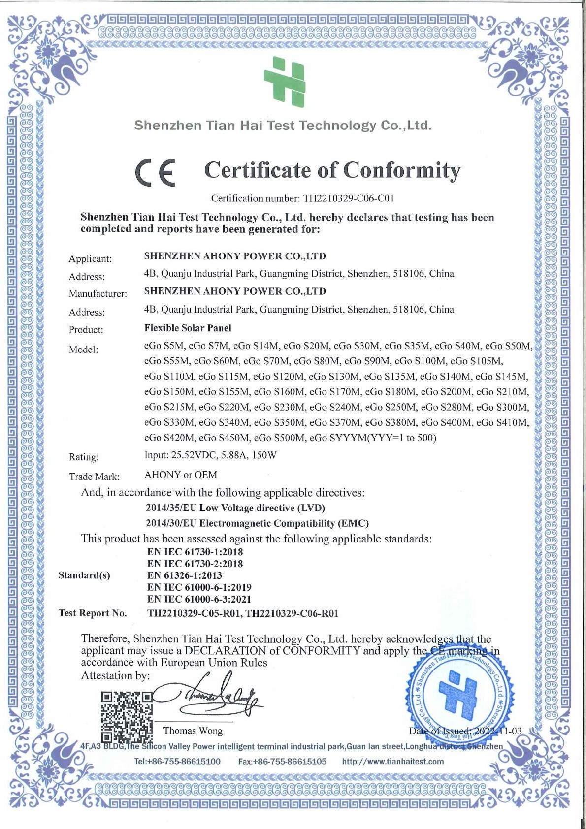 Shenzhen Ahony Power Co., Ltd. Сертификации