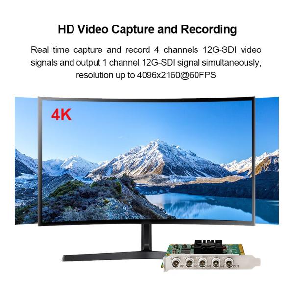 4Kp60 Live Streaming Capture Card With 4 Channels 12G-SDI Input And 1 Ch 12G-SDI Output