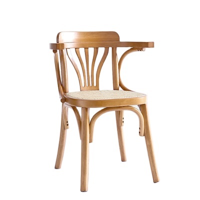 Modern Dining Chair Nature Rattan Coffee Chair Solid Wood Armrest Chairs