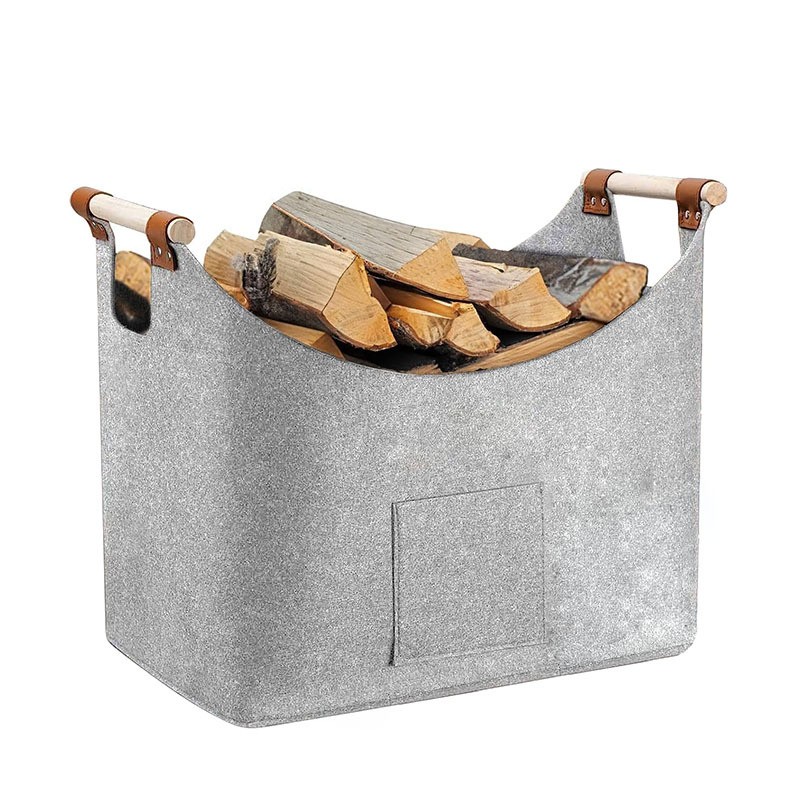 Felt Wood Tote Bag Non-woven Wood Thickened Storage Bag Fireplace Felt Match Storage Basket