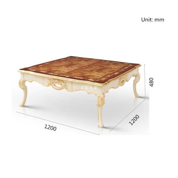 Wholesale High Gloss Finished Italian Classic Wooden Carving Tea Table