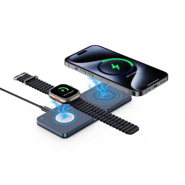 Foldable Wireless Charger With 5W~15W Fast Charging Black/Light Blue/Dark Blue/Red/Green